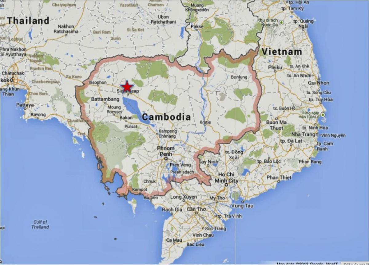 地图上的柬埔寨暹粒