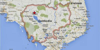 地图上的柬埔寨暹粒