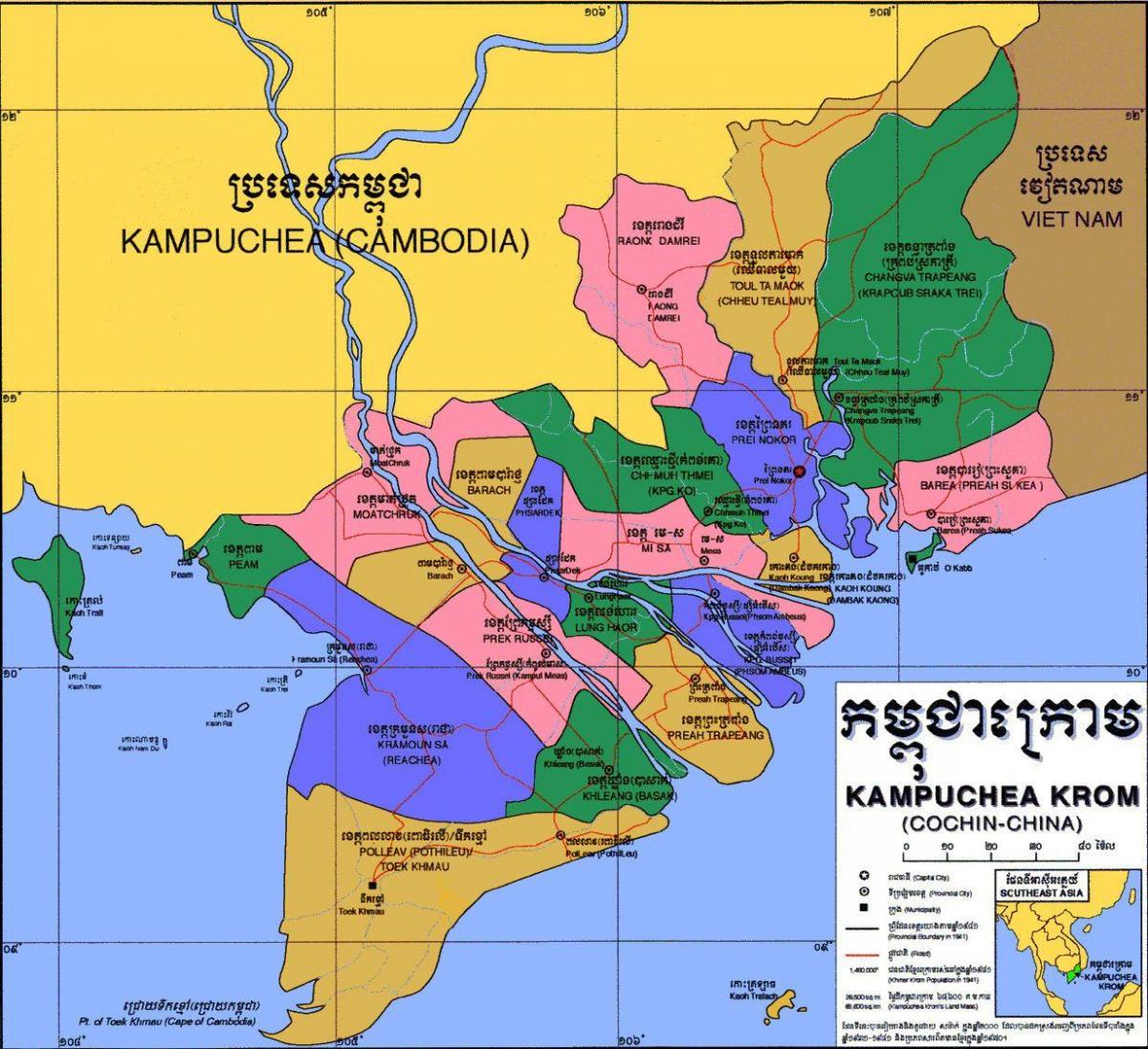地图上的柬埔寨