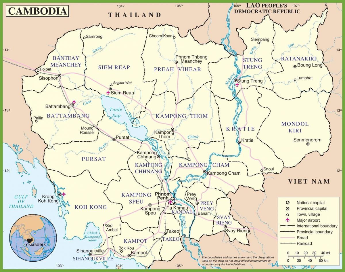 地图柬埔寨的政治