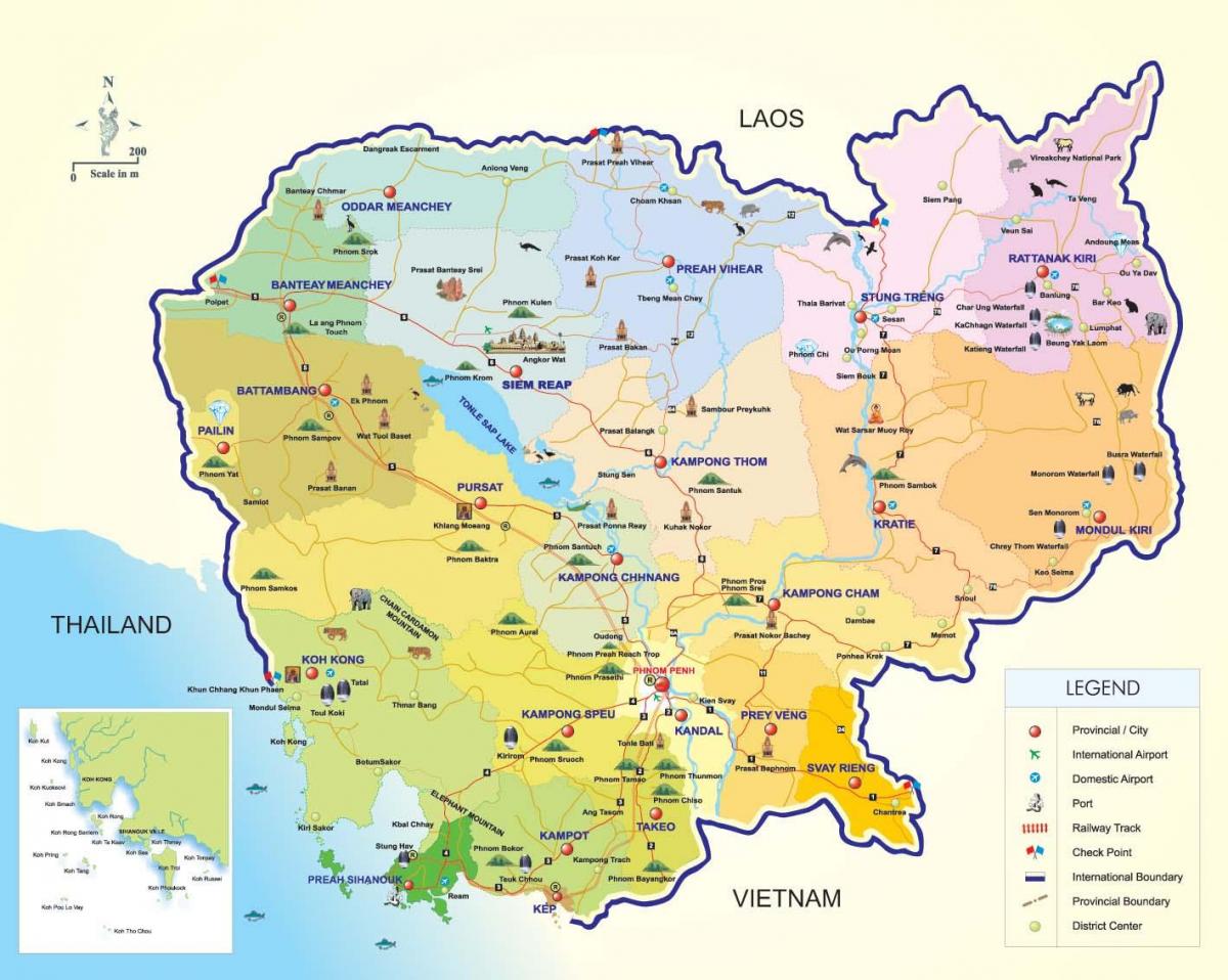 地图柬埔寨的机场