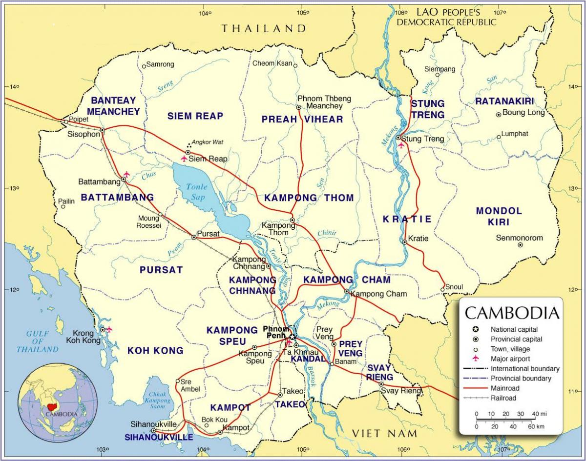 地图柬埔寨的路