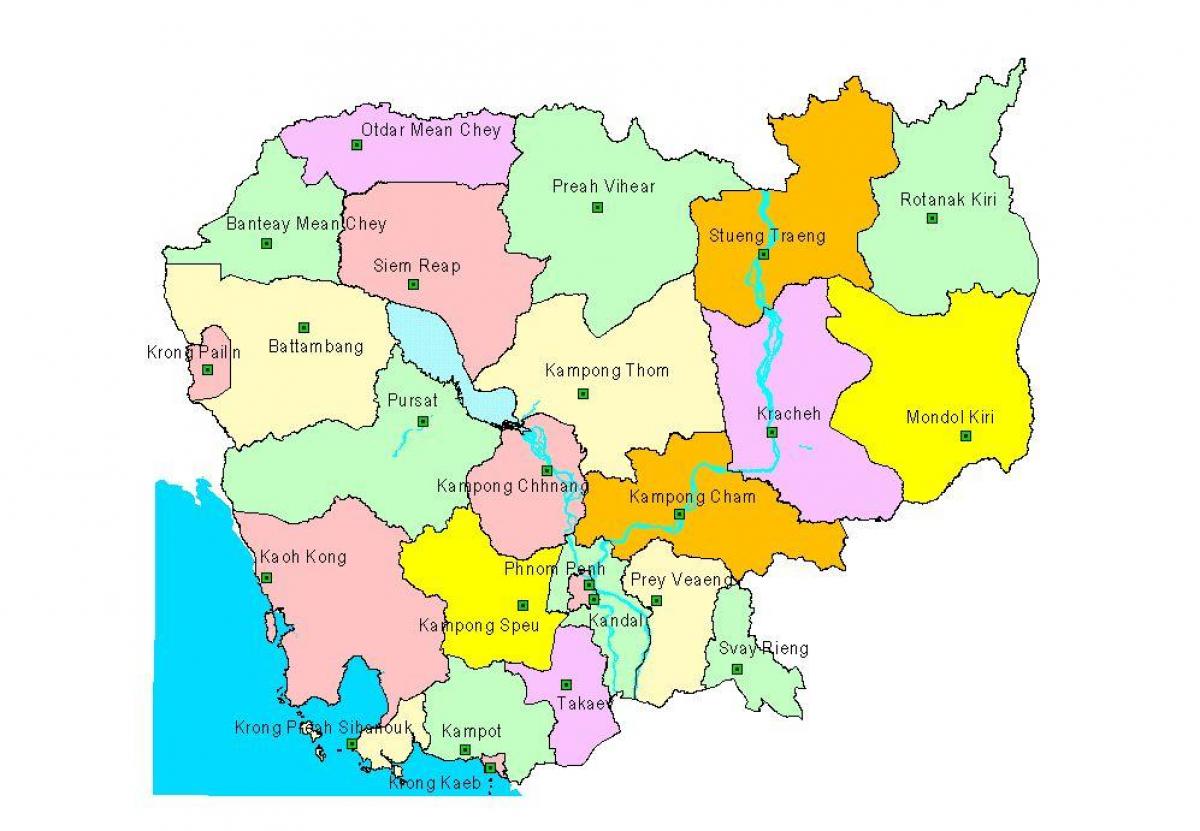 地图柬埔寨省份的