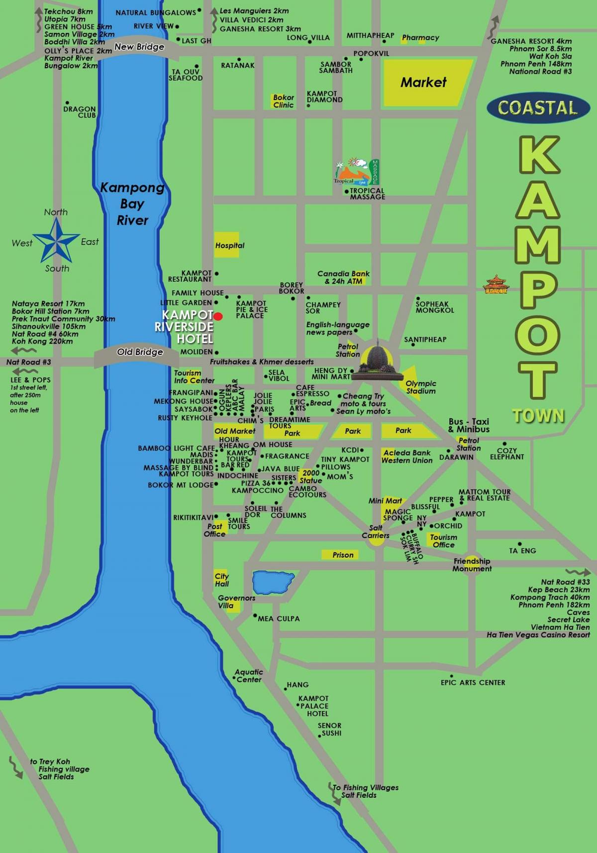 地图上的柬埔寨贡布